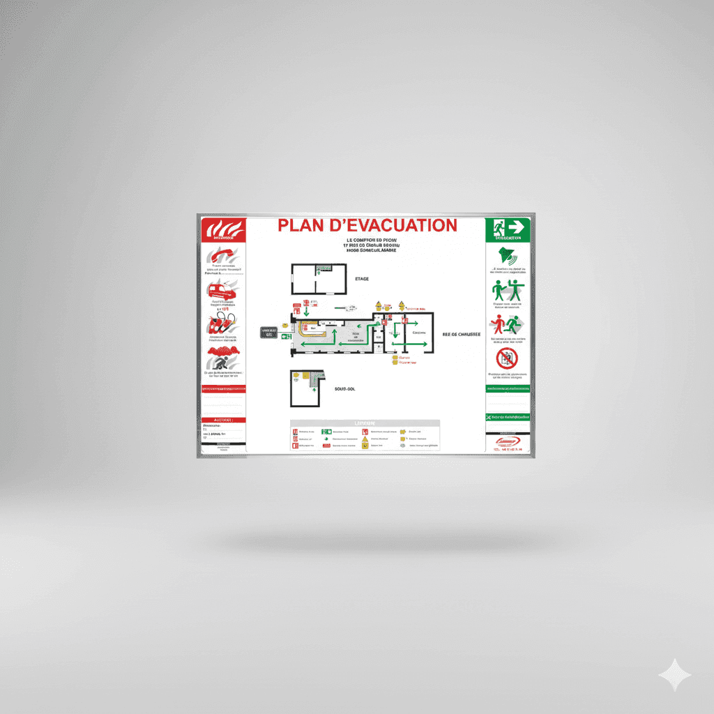 Plan d’évacuation normalisé NF X 08-070 encadré
